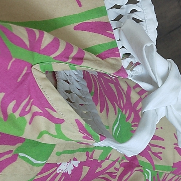 LILLY PULITZER FLORAL HOT PINK GREEN COTTON/SPANDEX DRESS WOMANS 6 - Picture 8 of 10